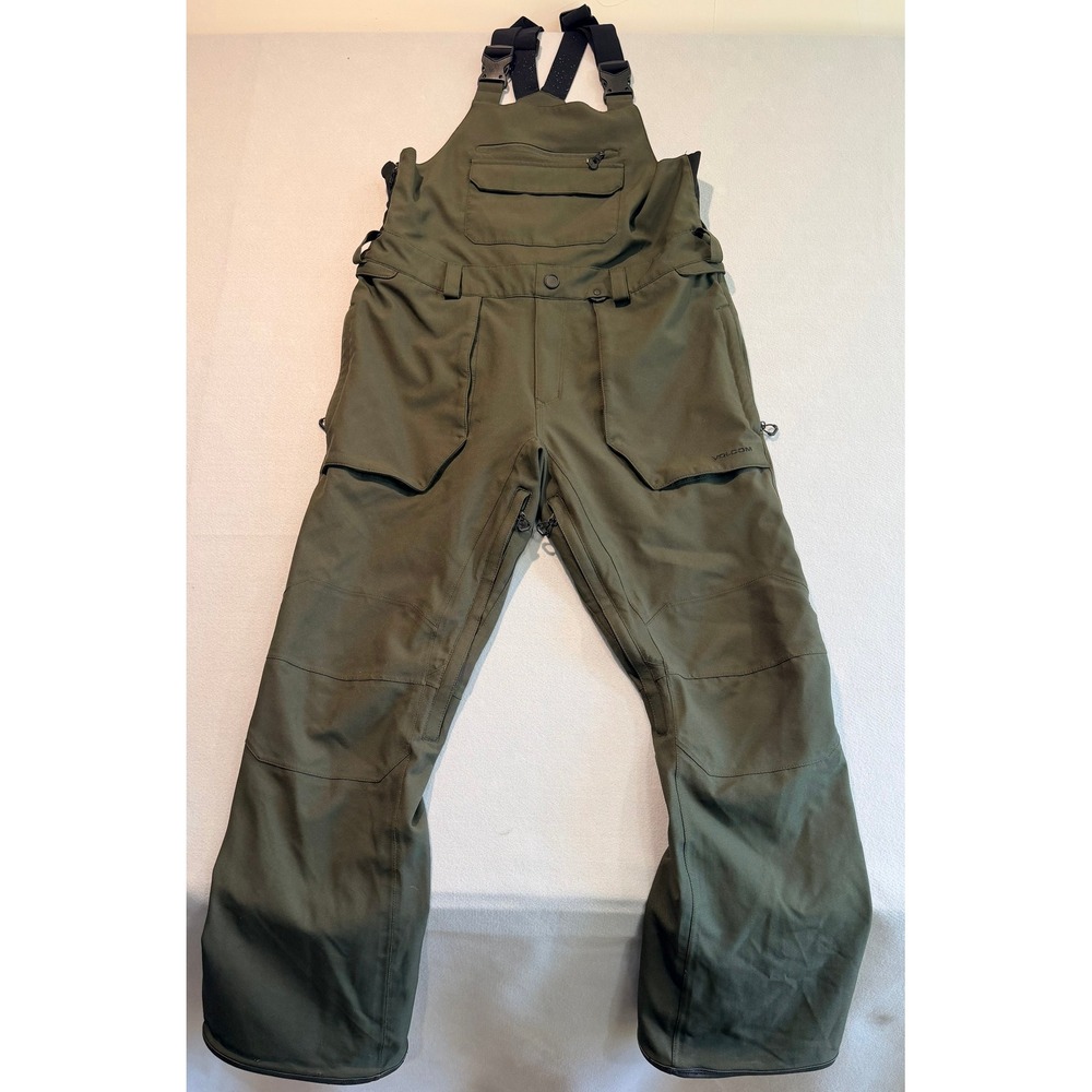 Volcom Roan Bib Overalls Mens Medium Green Snowboard Ski Pants 15K Waterproof